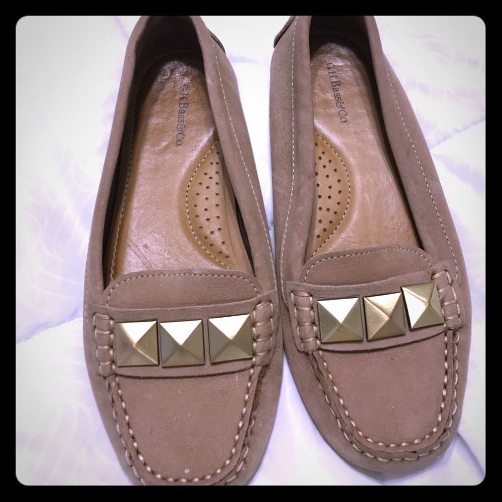 Bass slip on flats with gold detail