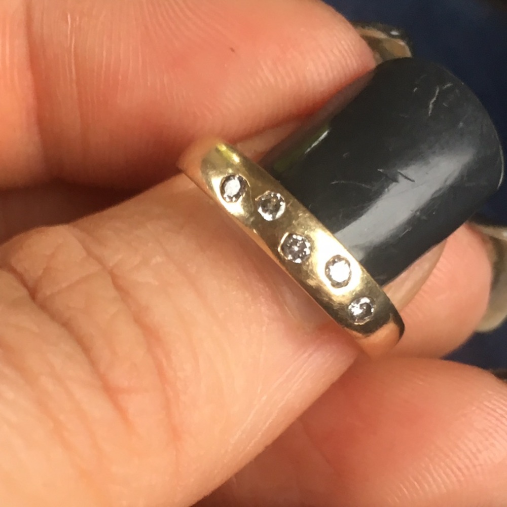 10k Solid yellow gold bezel set diamond band ring