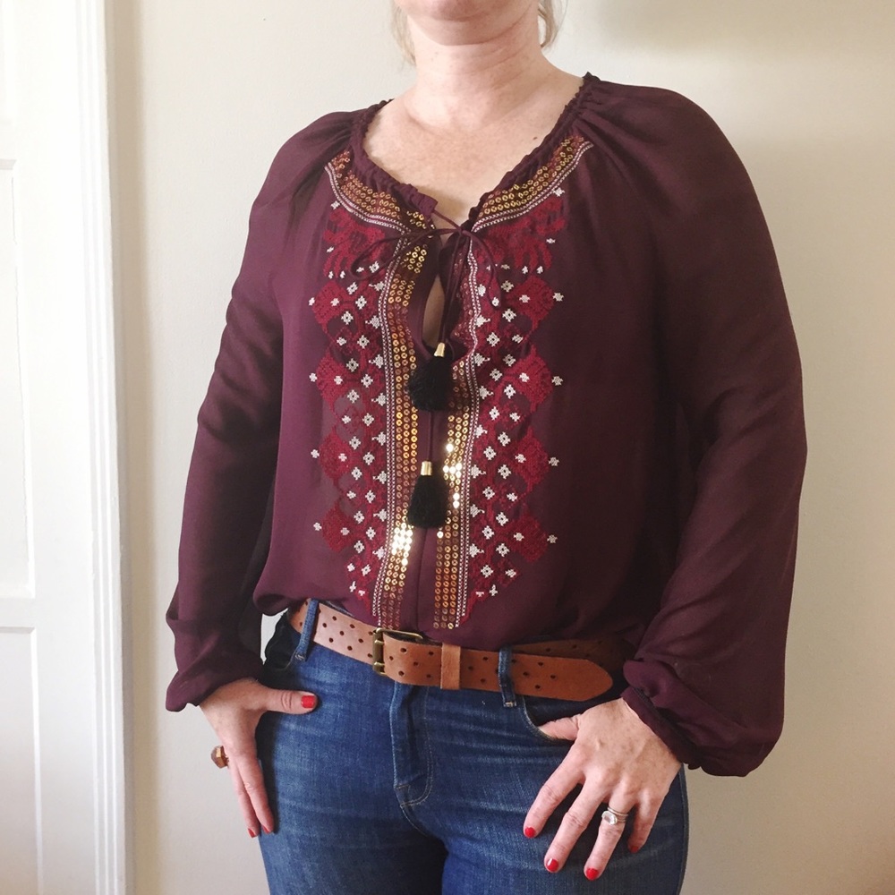 Altuzarra for Target Bordeaux blouse with tassels