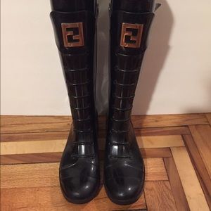 Fendi Rain Boots- Black- Knee High