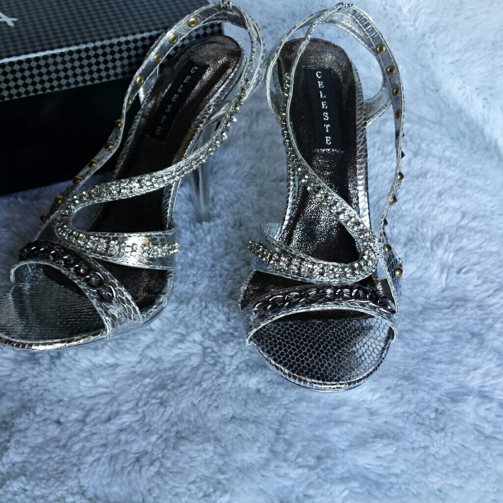 Silver Strappy Heels