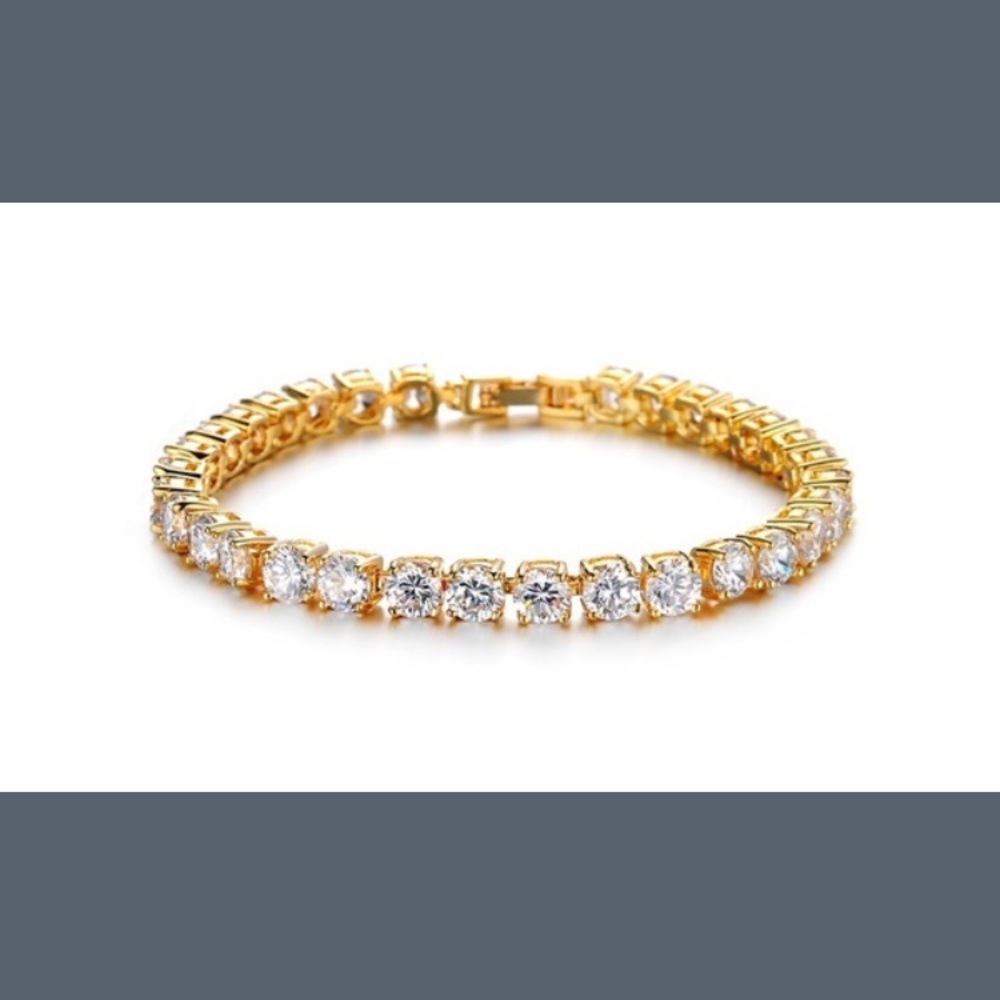 Gold Plated Cubic Zirconia Tennis Bracelet - Picture 2 of 4