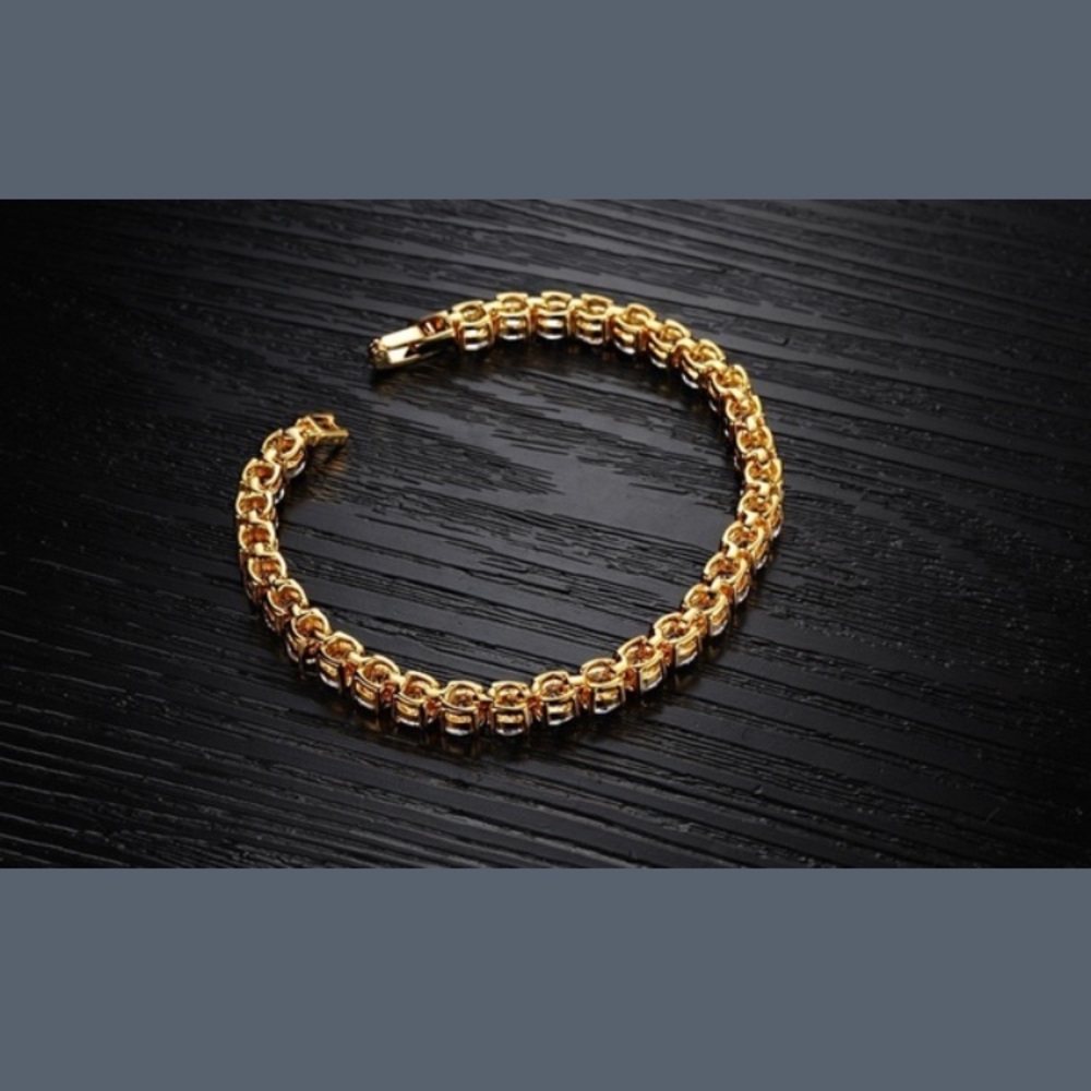 Gold Plated Cubic Zirconia Tennis Bracelet - Picture 4 of 4