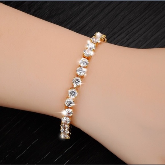 Gold Plated Cubic Zirconia Tennis Bracelet - Picture 3 of 4