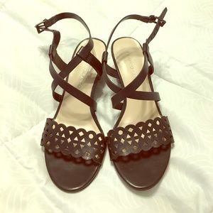 Black dressy sandals with 2" wedge heel