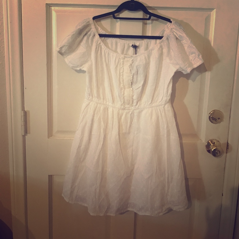 White Mini Peasant Dress Size Large