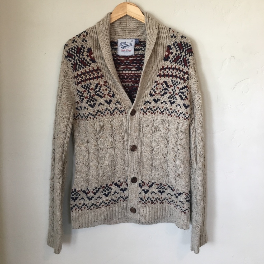 Topman cable knit cardigan