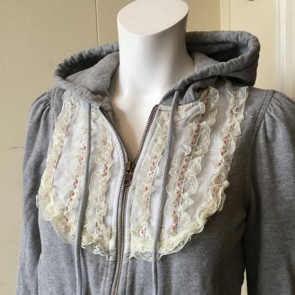 Free People Tops - Free People zip-up hoodie w/ dainty detail bib