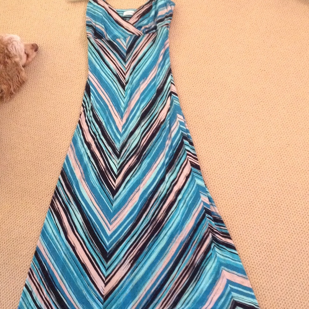 Calvin Klein blue striped maxi dress