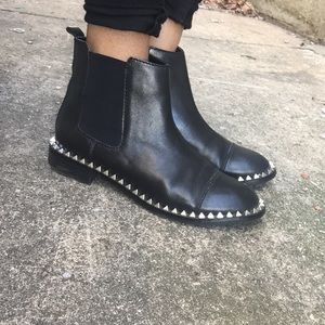 Black leather boots