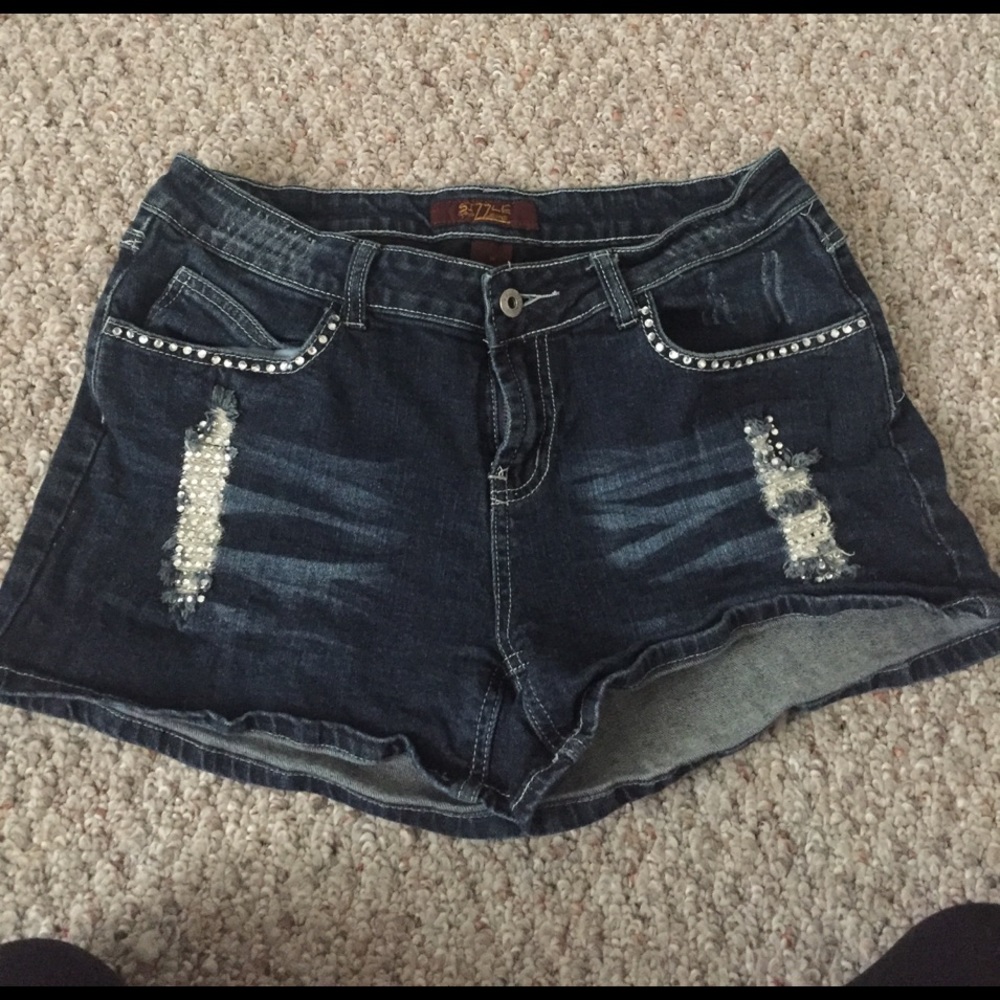 Bedazzled jean shorts