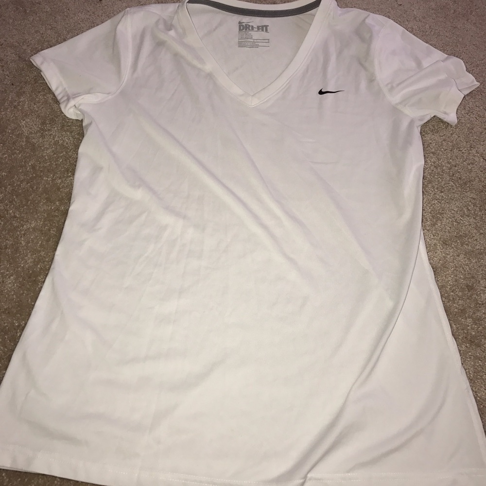 White Nike running shirt