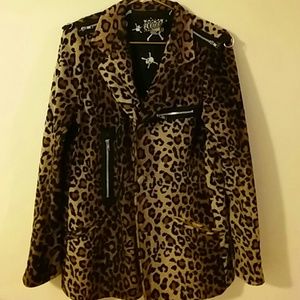 Serious Clothing Punk Leopard Print Zipper Coat