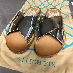 Silver Dolce Vita slide sandals