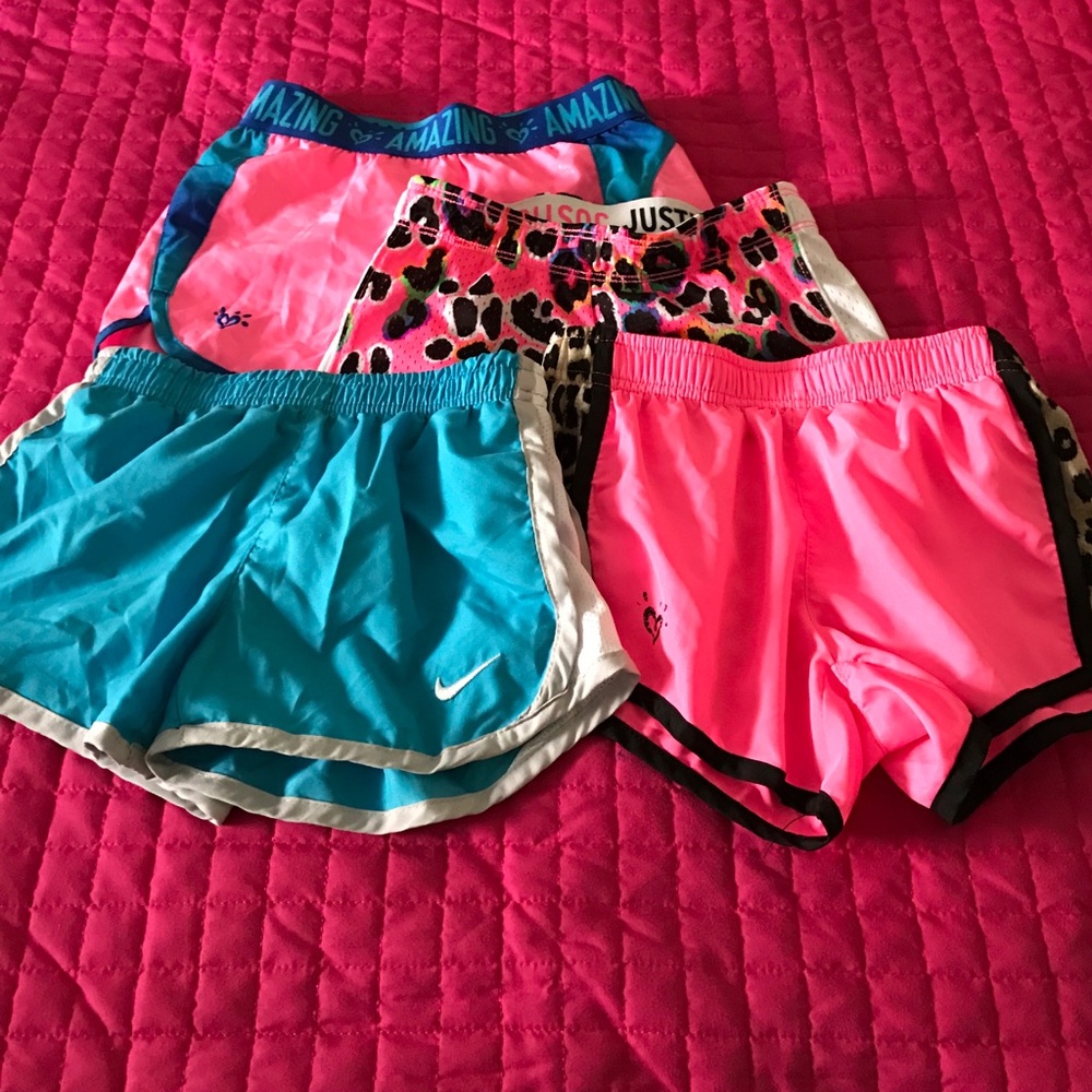3 Pair Girls Justice Shorts & 1 Pair Nike Shorts