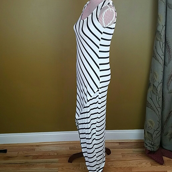 LAST ONE! White and Black Striped Maxi Dress - Picture 3 of 4