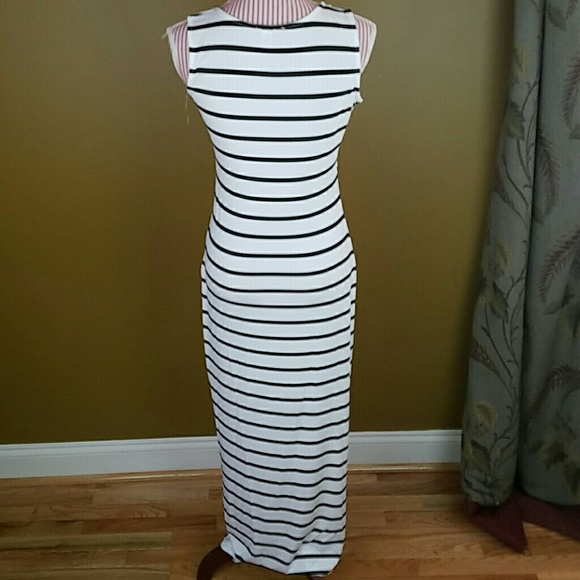 LAST ONE! White and Black Striped Maxi Dress - Picture 4 of 4