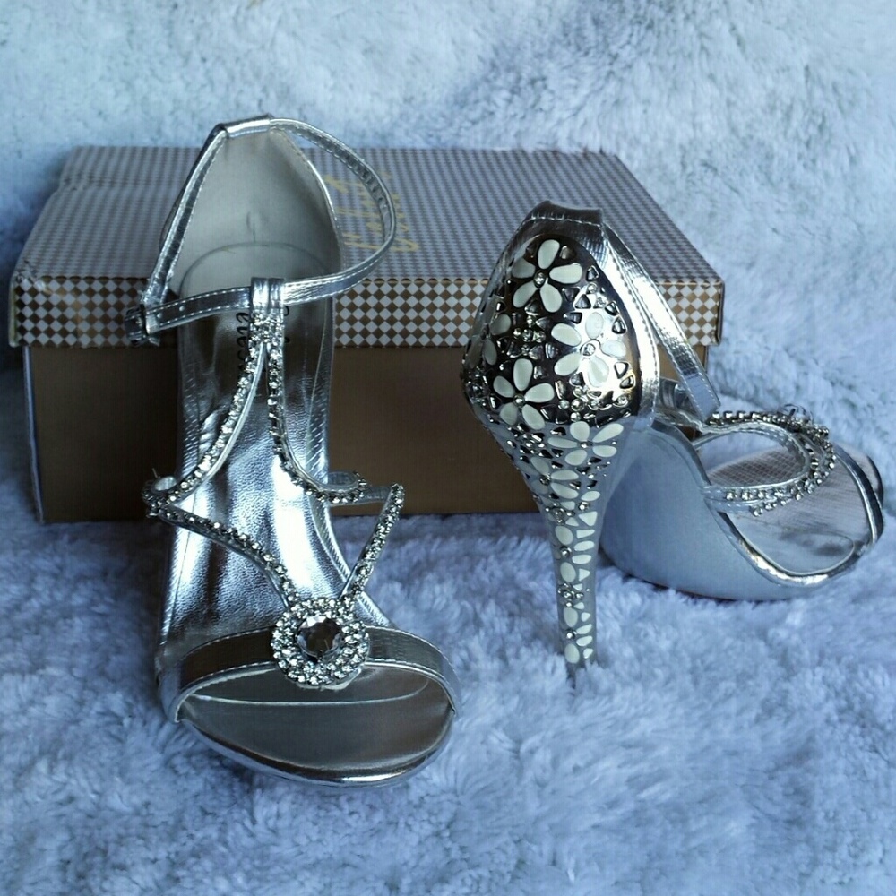 Silver Rhinestone Heels