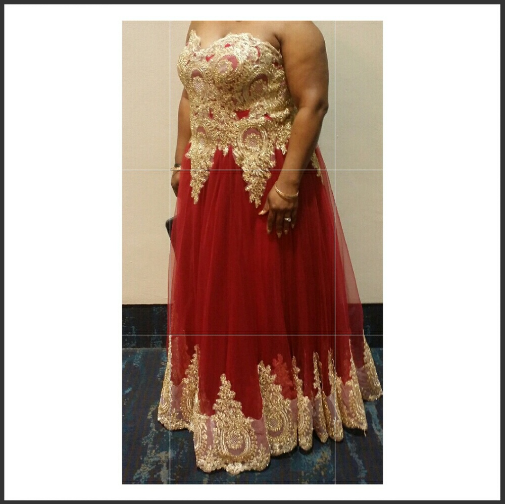Red and gold long gown