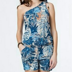 Tropical One-shoulder Romper