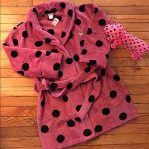 Pink Victoria's Secret pink polka dot bath robe