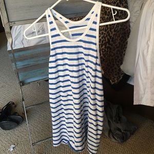 Blue stripe razor back tank top