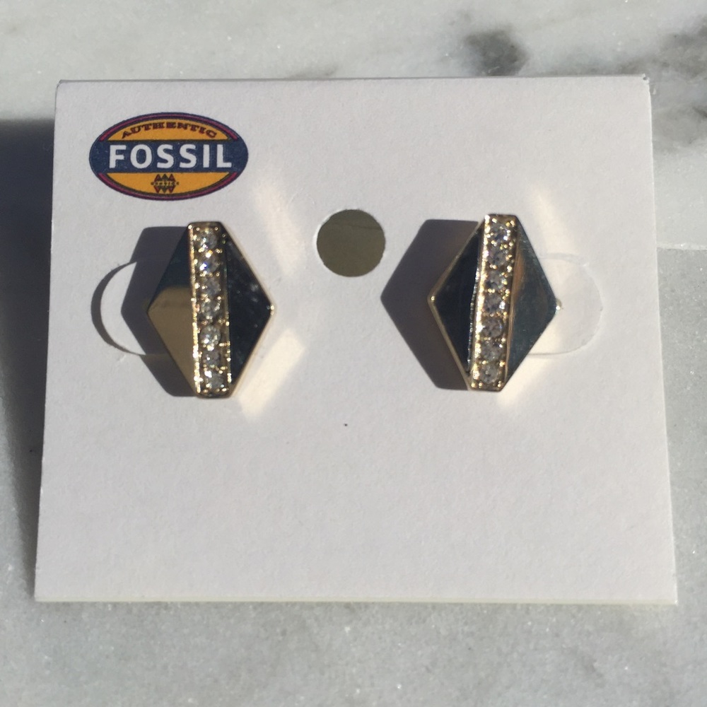 Fossil Pave Geometric Studs NWT