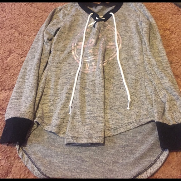 Tops - Grey and black long sleeves tee.