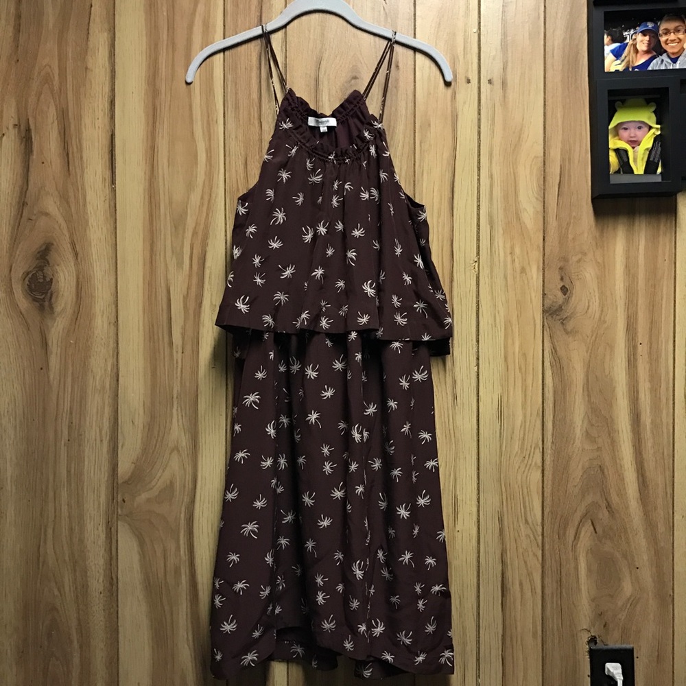 Palm tree pattern burgundy Madewell sundress