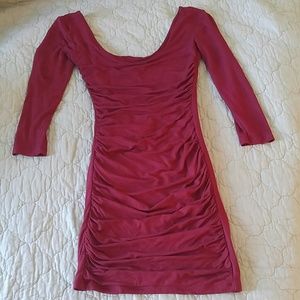Red Mini Dress, 3/4 Sleeve, Scoop Neck, Size Small