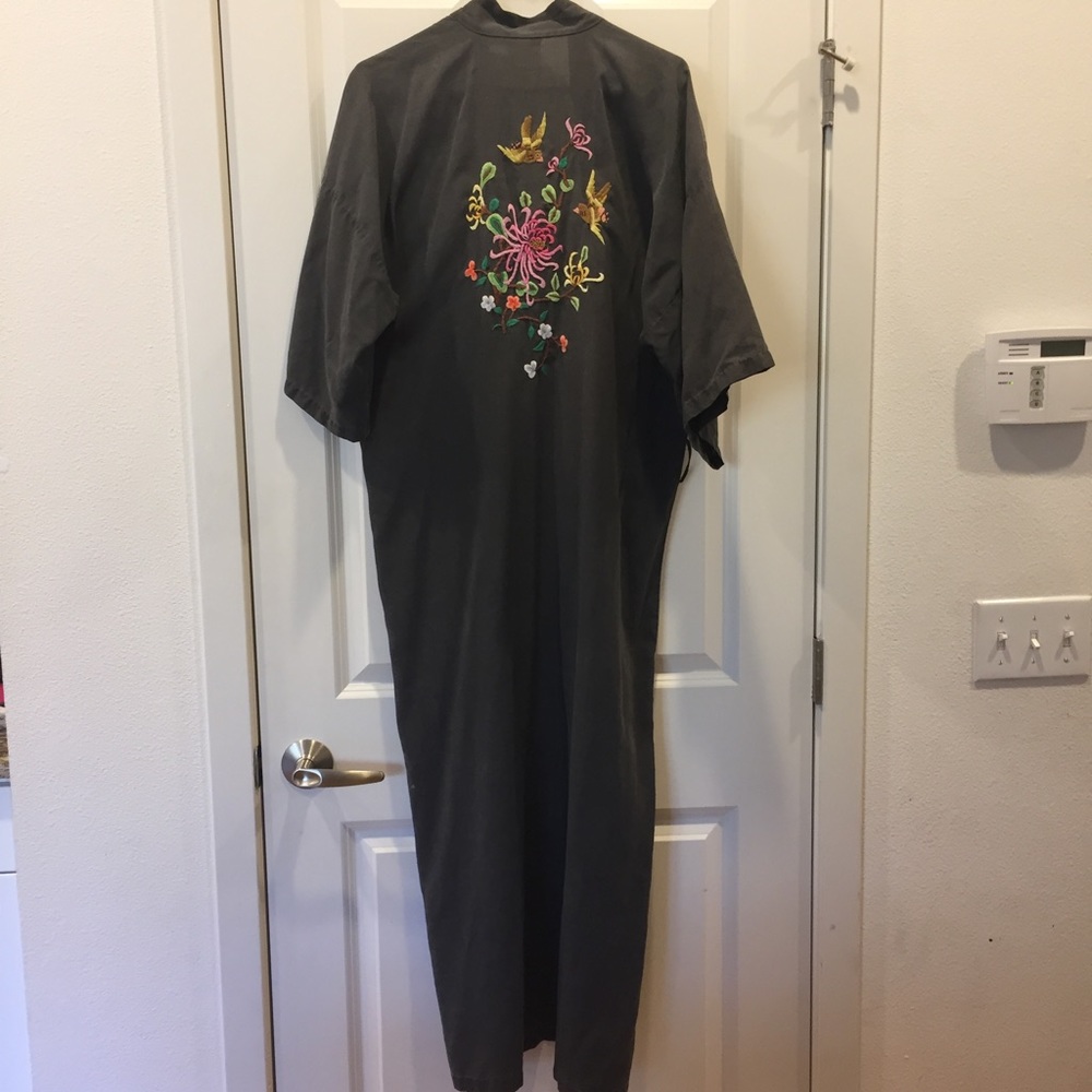 Vintage floor length embroidered kimono