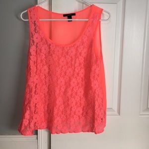 Forever 21 pink tank top with lace front