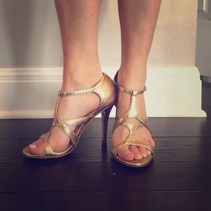 Michael Kors gold strappy heels