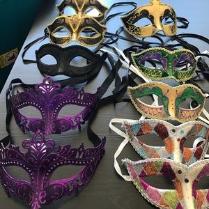 Lot of 10 GORGEOUS Mardi Gras masks