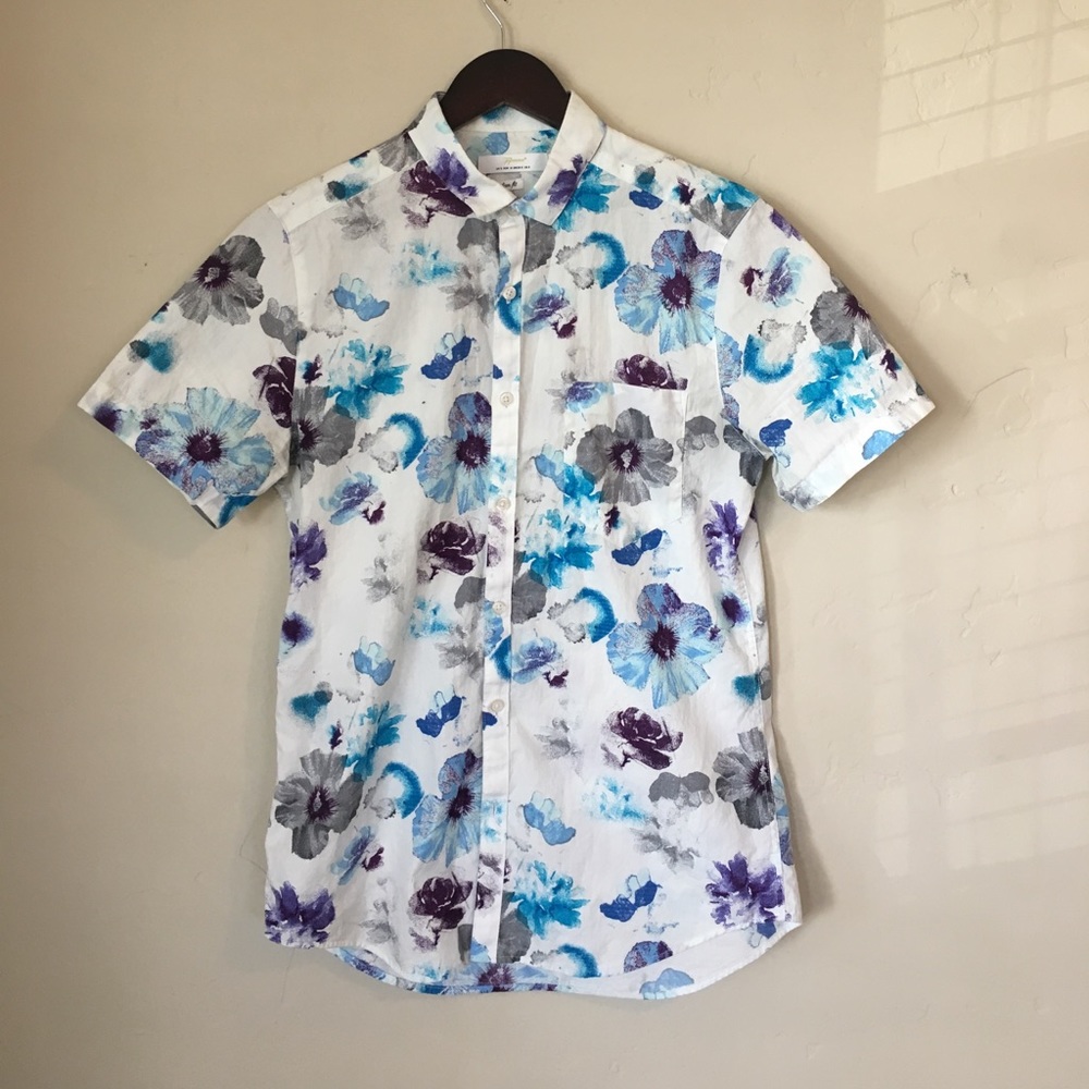 Topman Floral Print Button Down