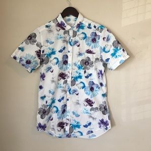 Topman Floral Print Button Down