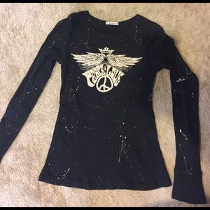 peace, love thin ribbed long sleeve shirt