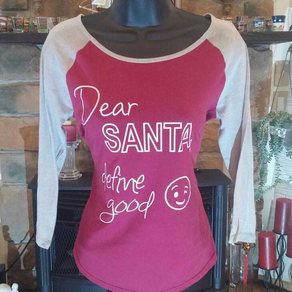 ROSIE HARLOW Dear Santa 3/4 sleeves Shirt NWOT