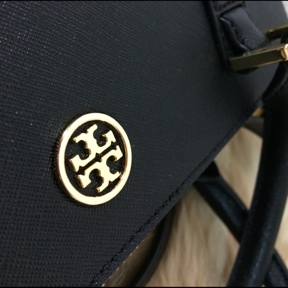NEW Tory Burch Robinson Black Mini Double-zip Tote/Shoulder Bag/Top Handle Bag - Picture 7 of 9