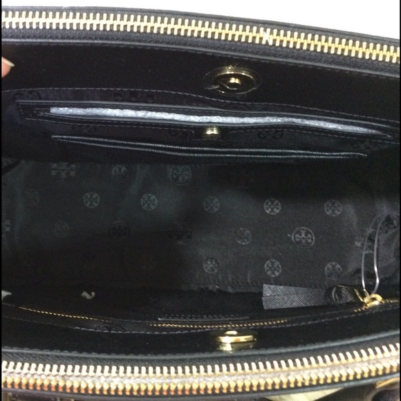 NEW Tory Burch Robinson Black Mini Double-zip Tote/Shoulder Bag/Top Handle Bag - Picture 9 of 9