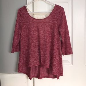 3/4 sleeve top with lace back