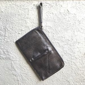 49 Square Miles metallic leather wristlet.