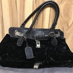 Black velvet Fendi purse