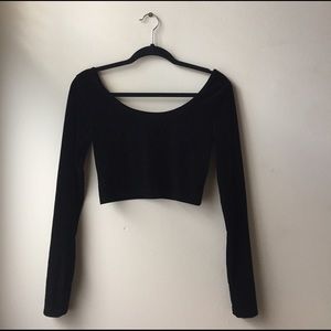 Velvet Long Sleeve Crop Top