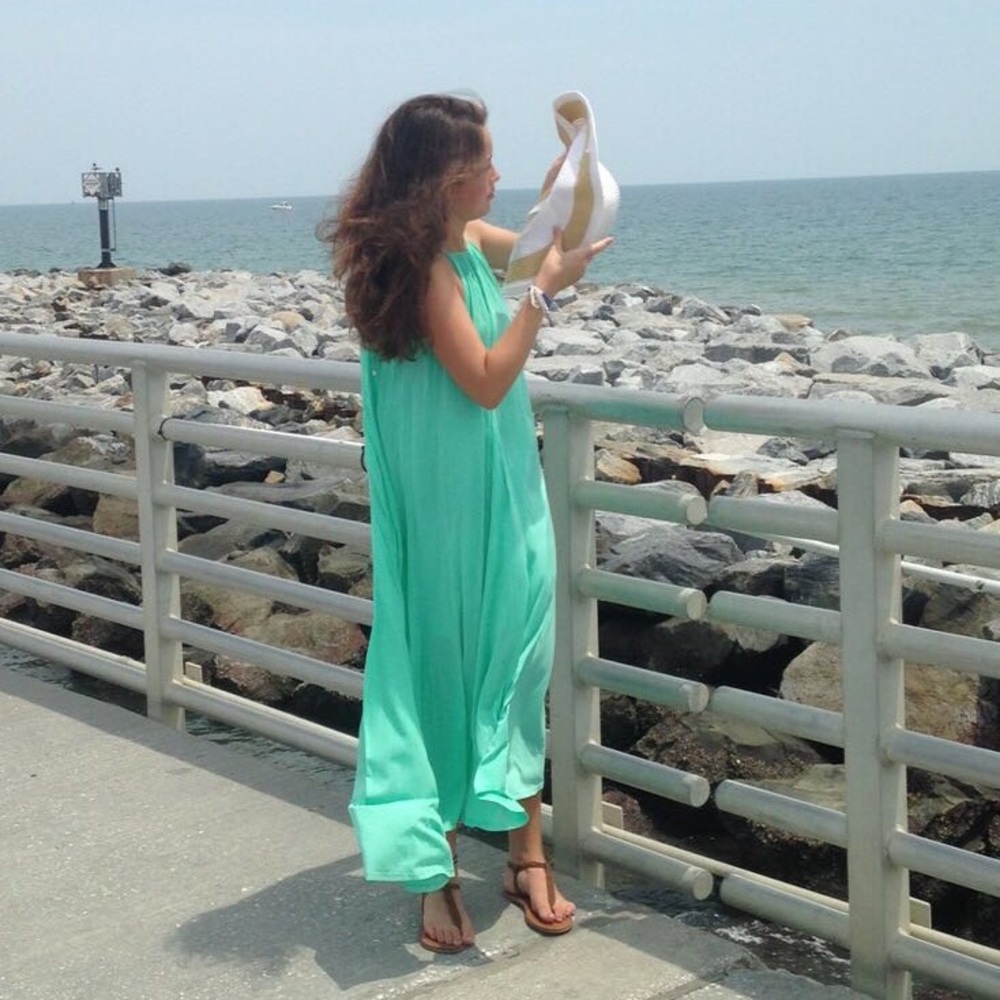 Beautiful flowy teal green maxi dress