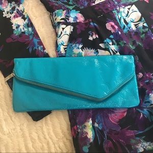 HOBO Teal Clutch with zipper and fold detail