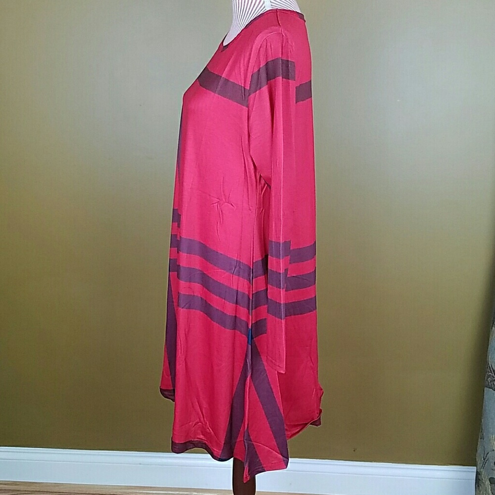Plus Size Red Plaid Long Sleeve Dress - Picture 3 of 4