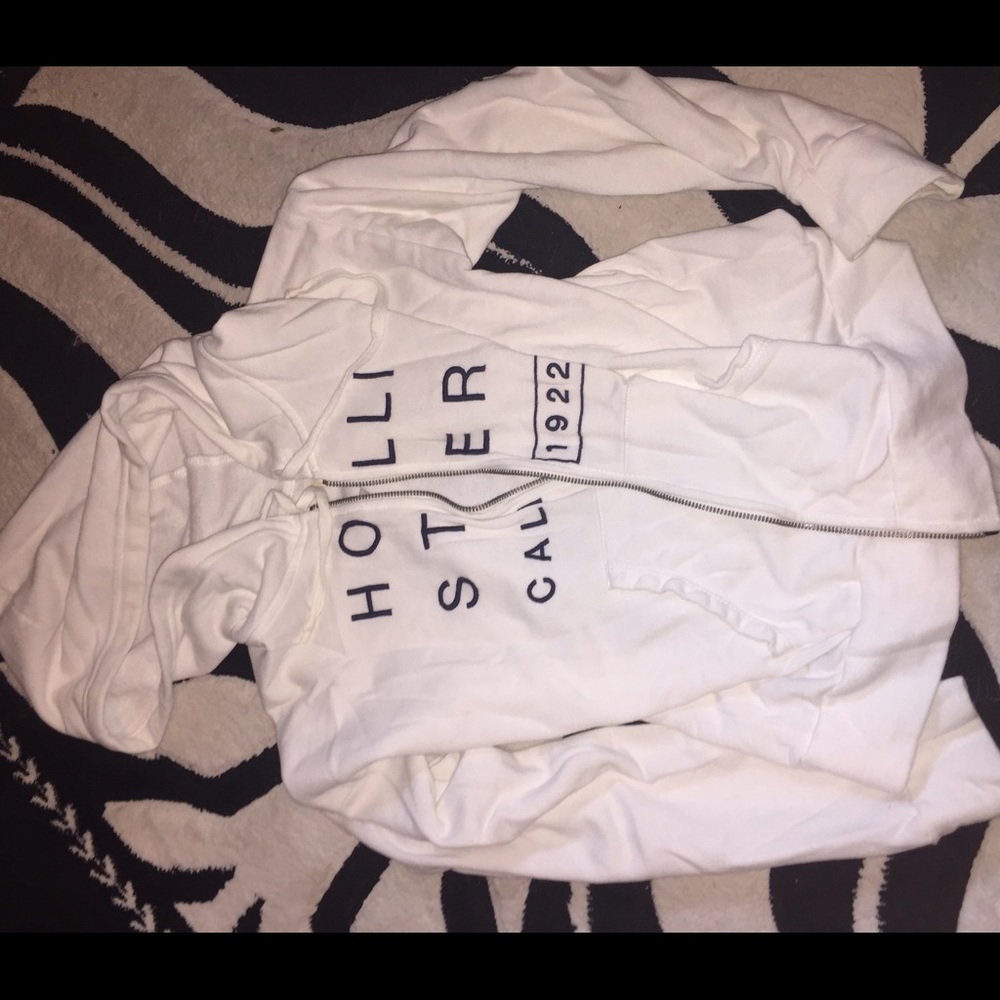 Hollister white with navy letters hoodie