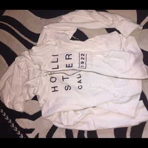 Hollister white with navy letters hoodie