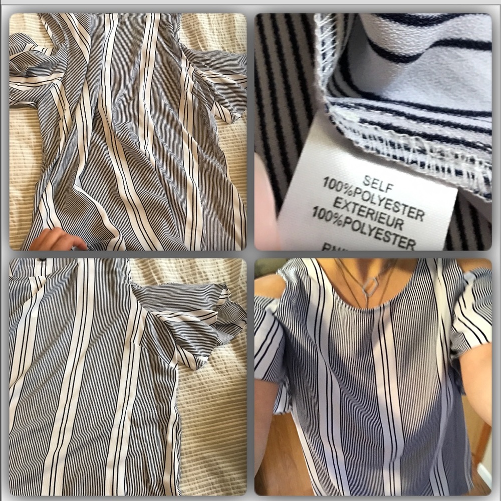 LAST💜HP🆕Striped cold shoulder top💕 - Picture 2 of 3